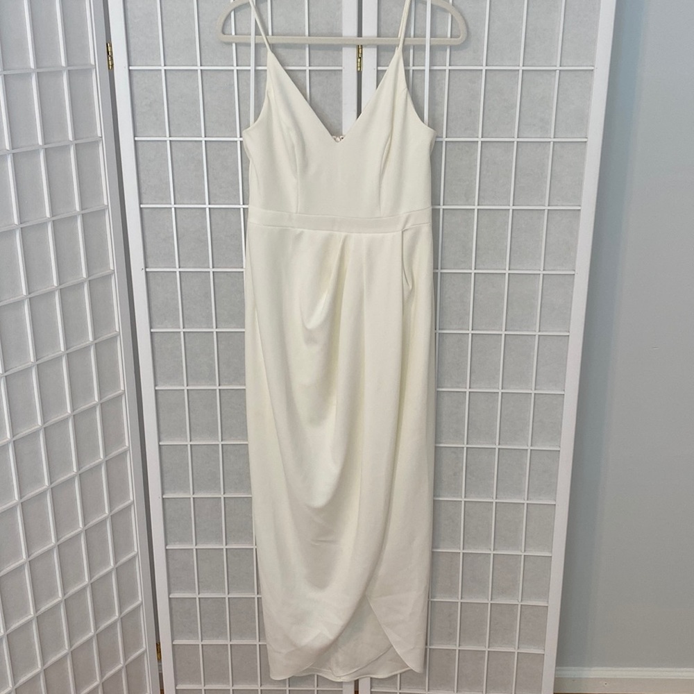 BHLDN Caron V-neck Crepe Dress in Ivory